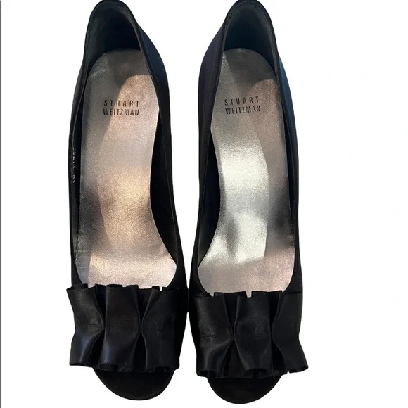 STUART WEITZMAN GigiRitz Satin Ruffle Heels - Picture 3 of 11